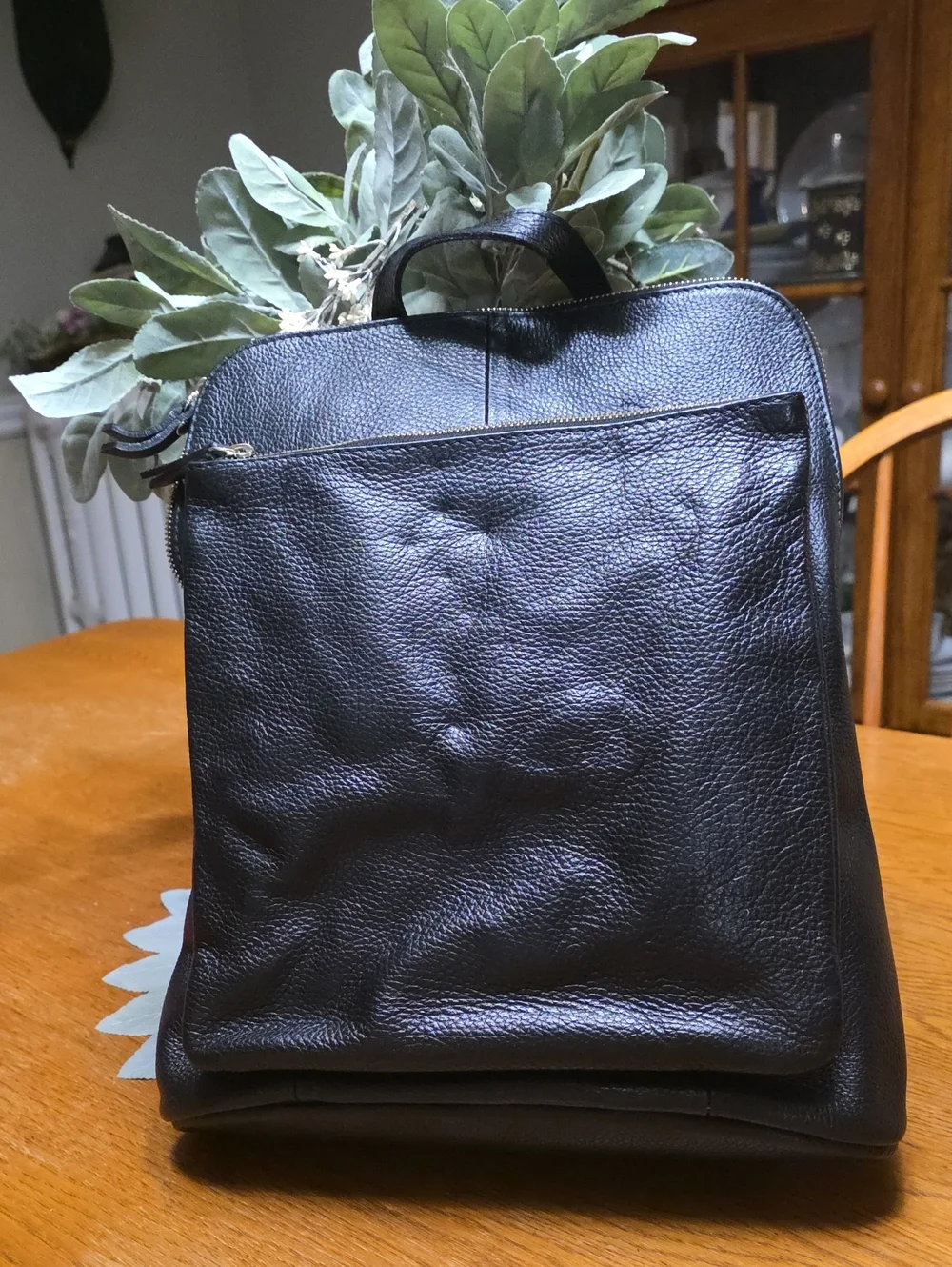 Genuine Black Leather Backpack